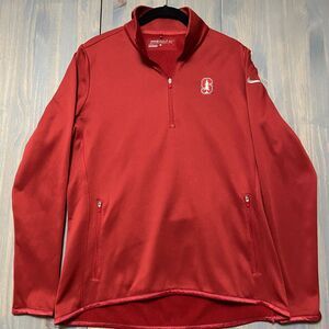 Nike Pro Golf Stanford University Women Half Zip Pullover Sz L ThermaFit Red Whi
